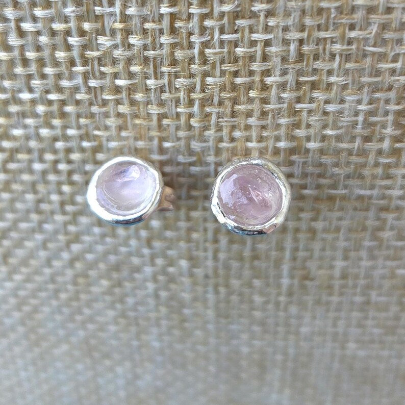 Natural .5ctw Pink Montana Sapphire Silver Stud Earrings