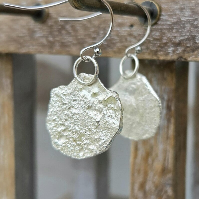 Handcut Turquoise Silver Earrings