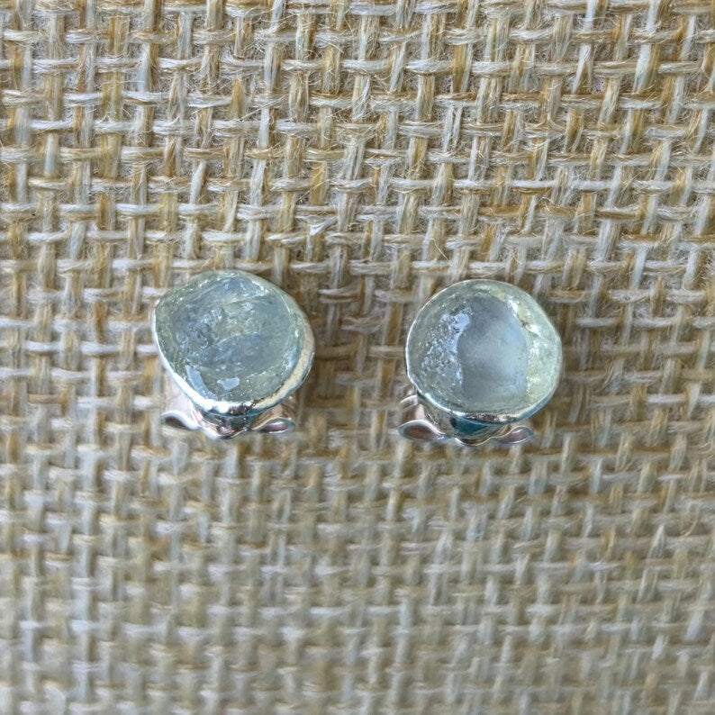Natural 1ctw Blue Montana Sapphire Silver Earrings